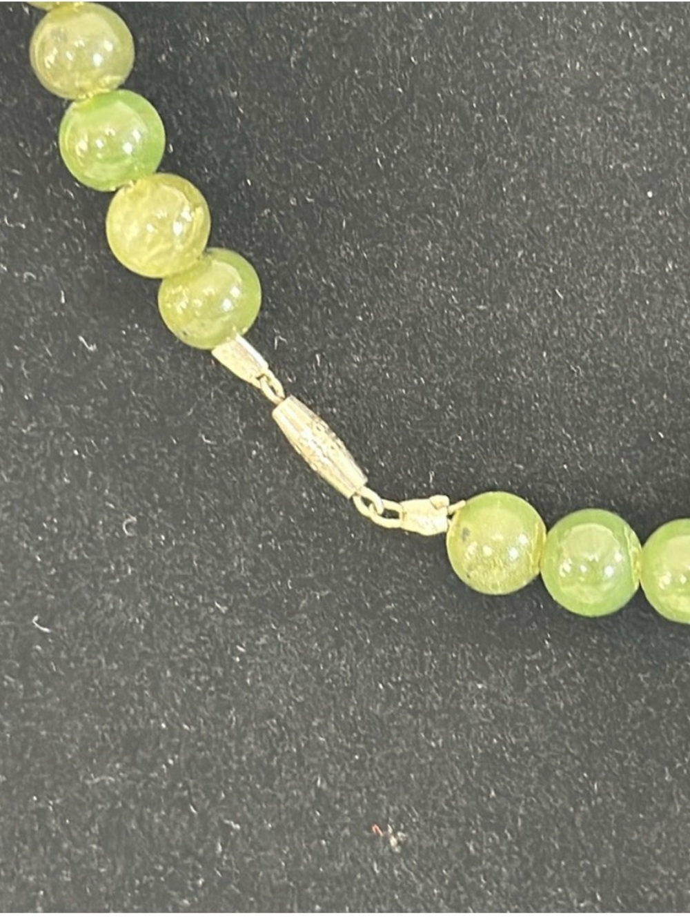 Nephrite Jade Bead With Silver-tone Barrel Clasp Vintage Necklace - Picture 3 of 6